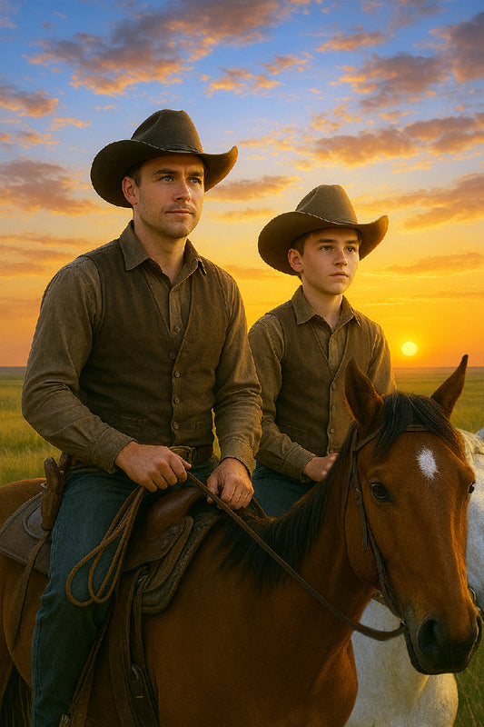 Custom portrait of man in fantasy traveler theme, western style