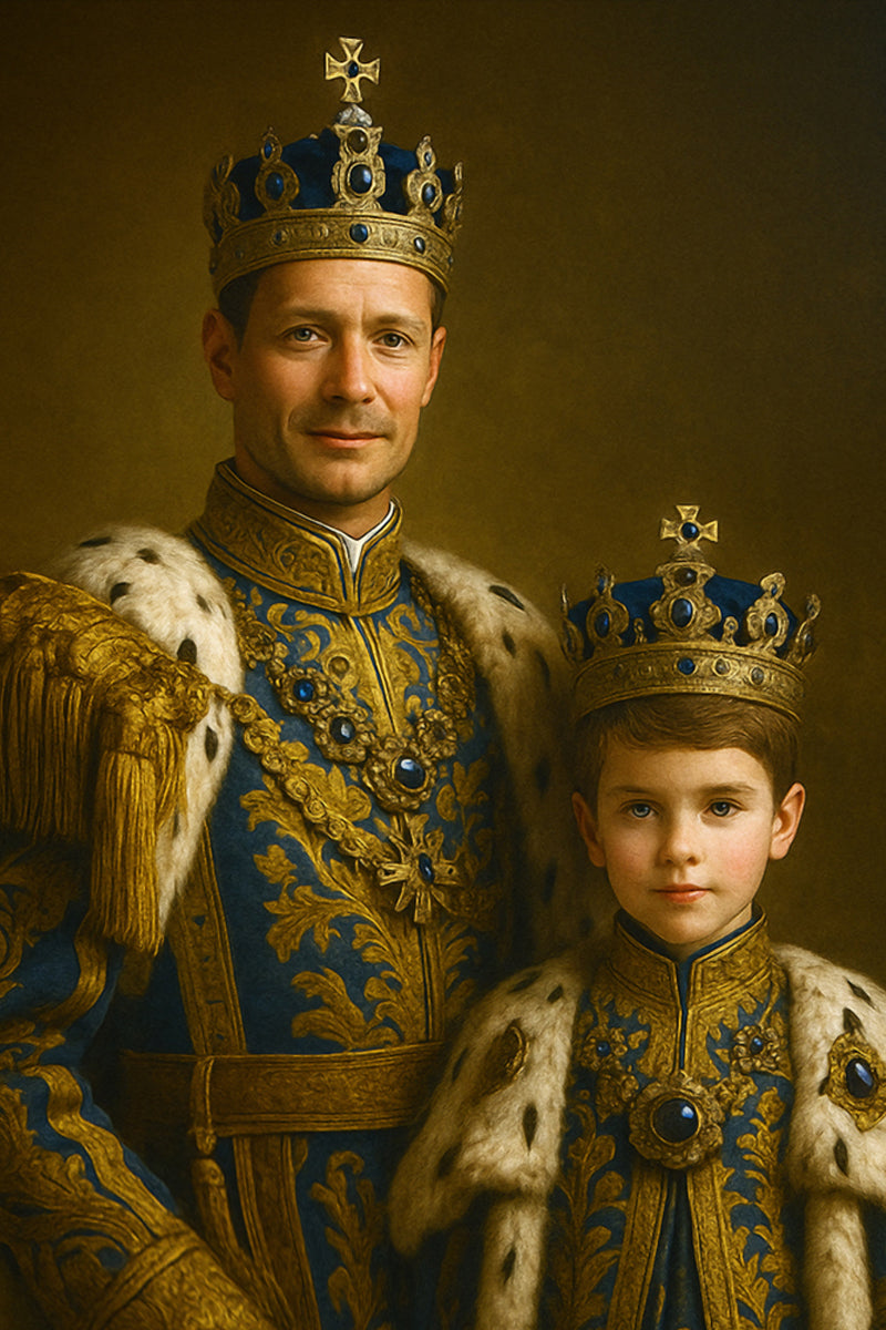 Custom father-son royal portrait, regal theme