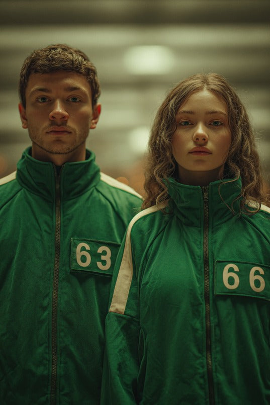 Custom portrait from photo of couple in squid game style