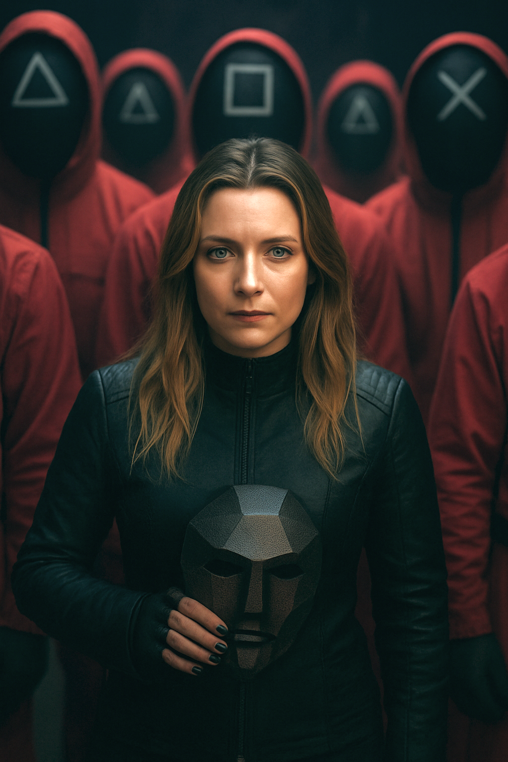 Squid Game front woman inspired custom portrait from photo in vertical format, personalized style