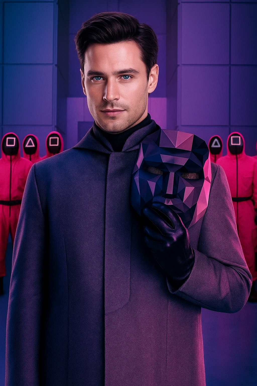 Squid Game Front Man custom portrait from photo, personalized vertical style