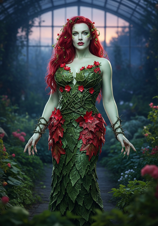 Enchanting Poison Ivy custom portrait from photo, unique style, personalized gift for her