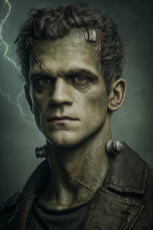 Frankenstein’s Monster style custom portrait from photo, personalized vertical portrait