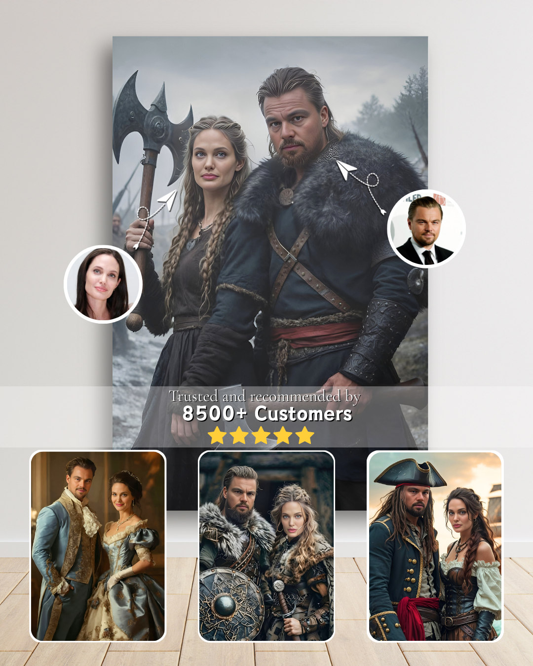 The Vikings Couple Art | Personalized Portrait with Your Photos