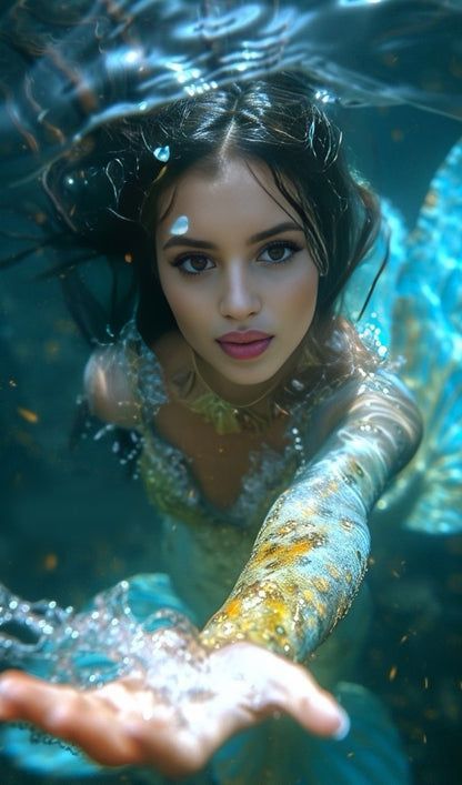 Aqua Mermaid | Custom Portrait with Your Photos