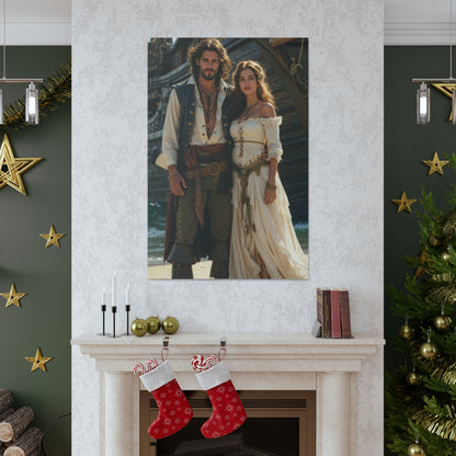 Romantic Pirate Couple | Custom Portrait with Your Photos