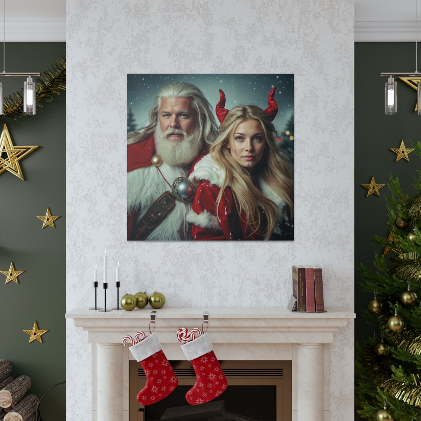 Santa & Devilish Cheer | Custom Portrait with Your Photos