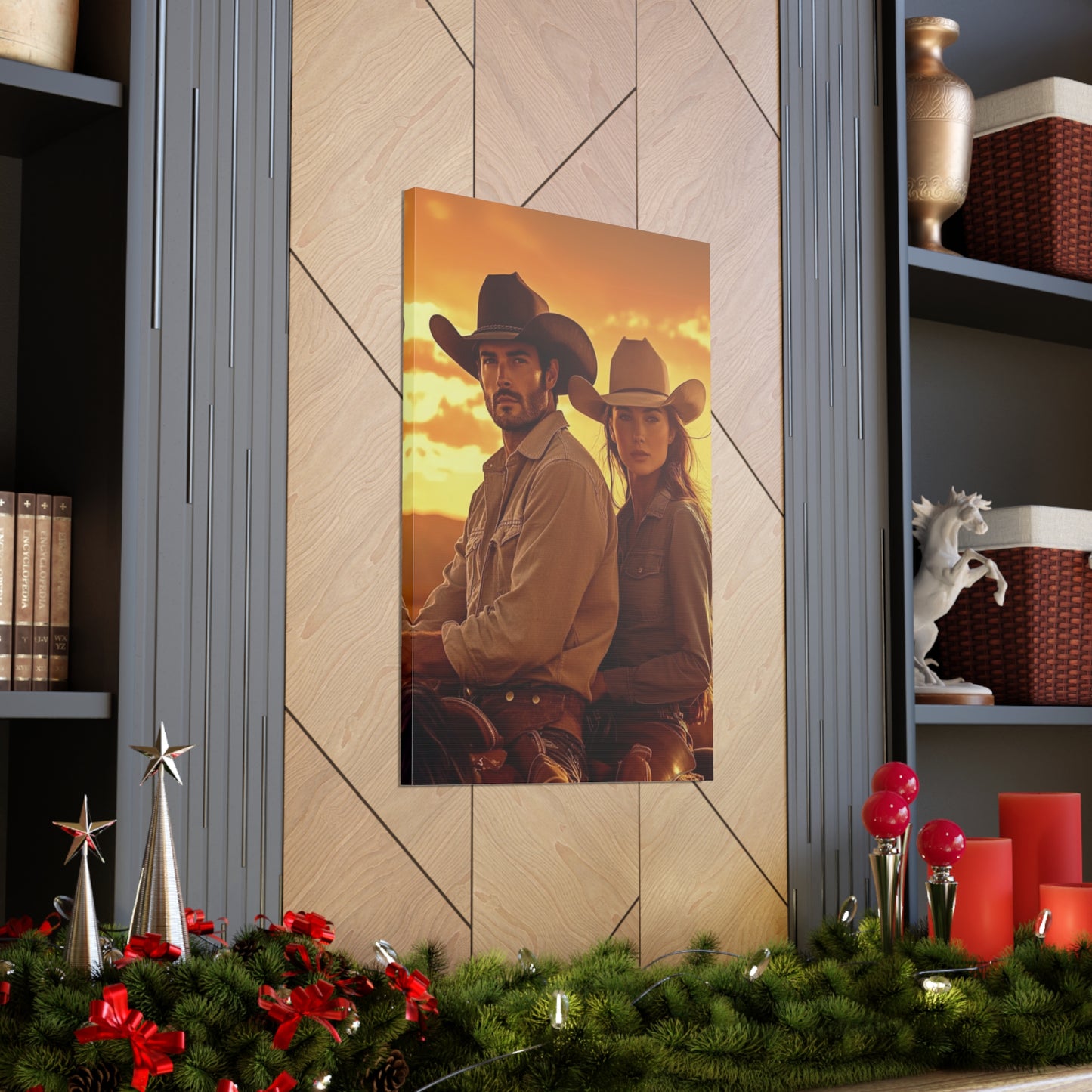 Cowboy Couple Portrait | Personalized Gift with Your Photos