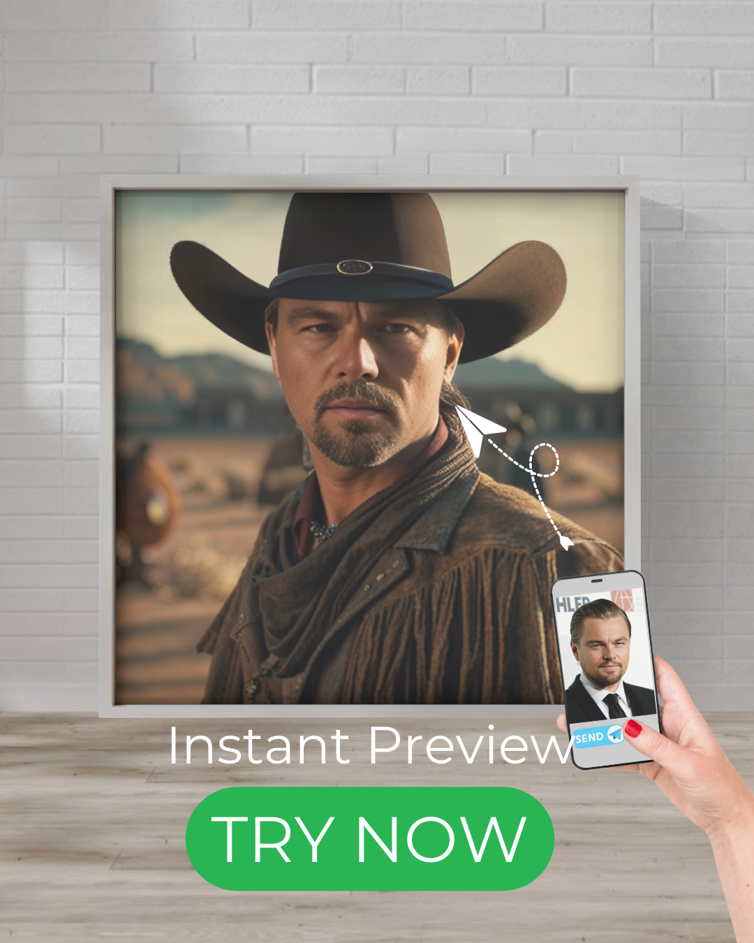 Custom portrait in cowboy style with a man in a Western setting
