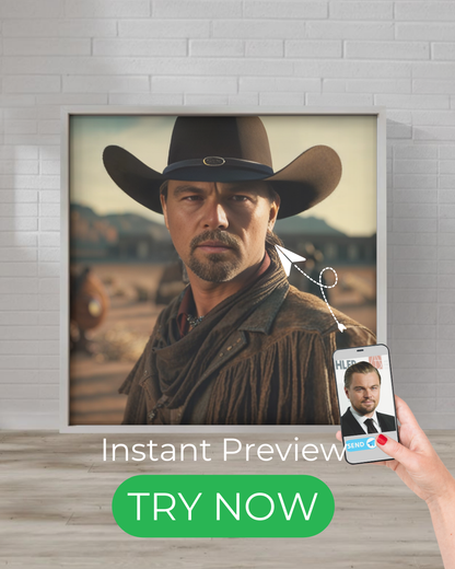 Custom portrait in cowboy style with a man in a Western setting