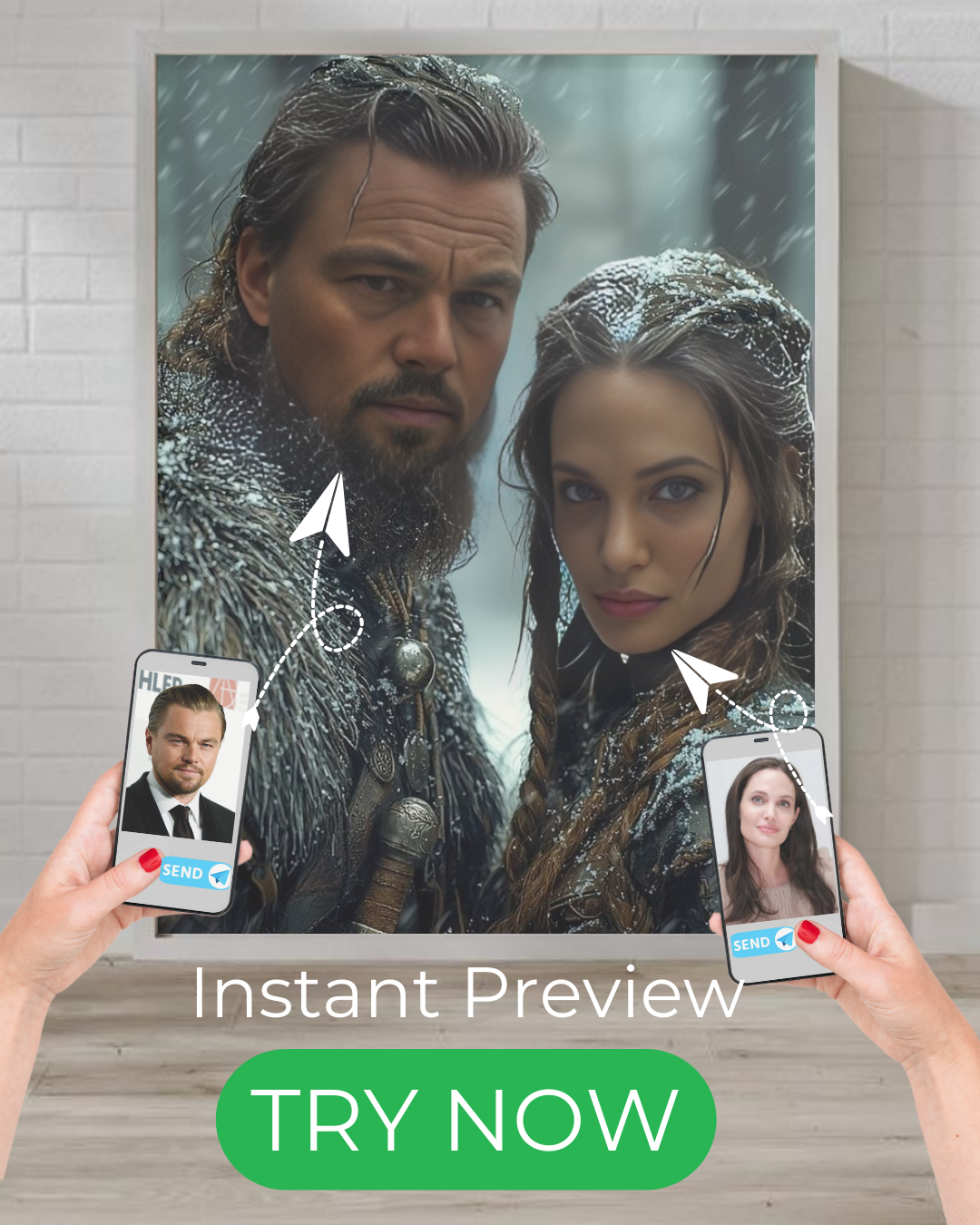 Custom Viking portrait of a man and woman in warrior style