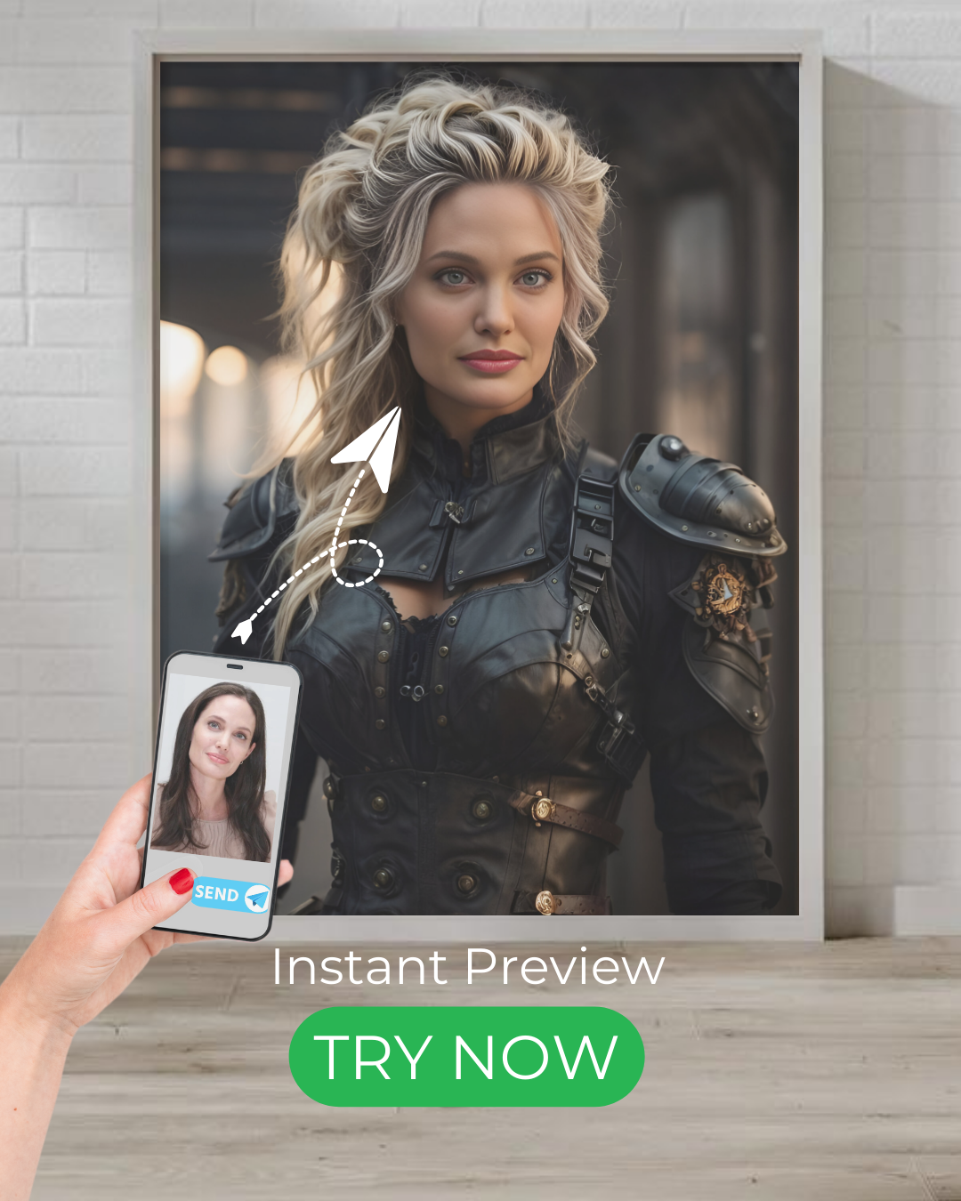 Custom warrior portrait based on your photo – digital artwork with instant preview.

