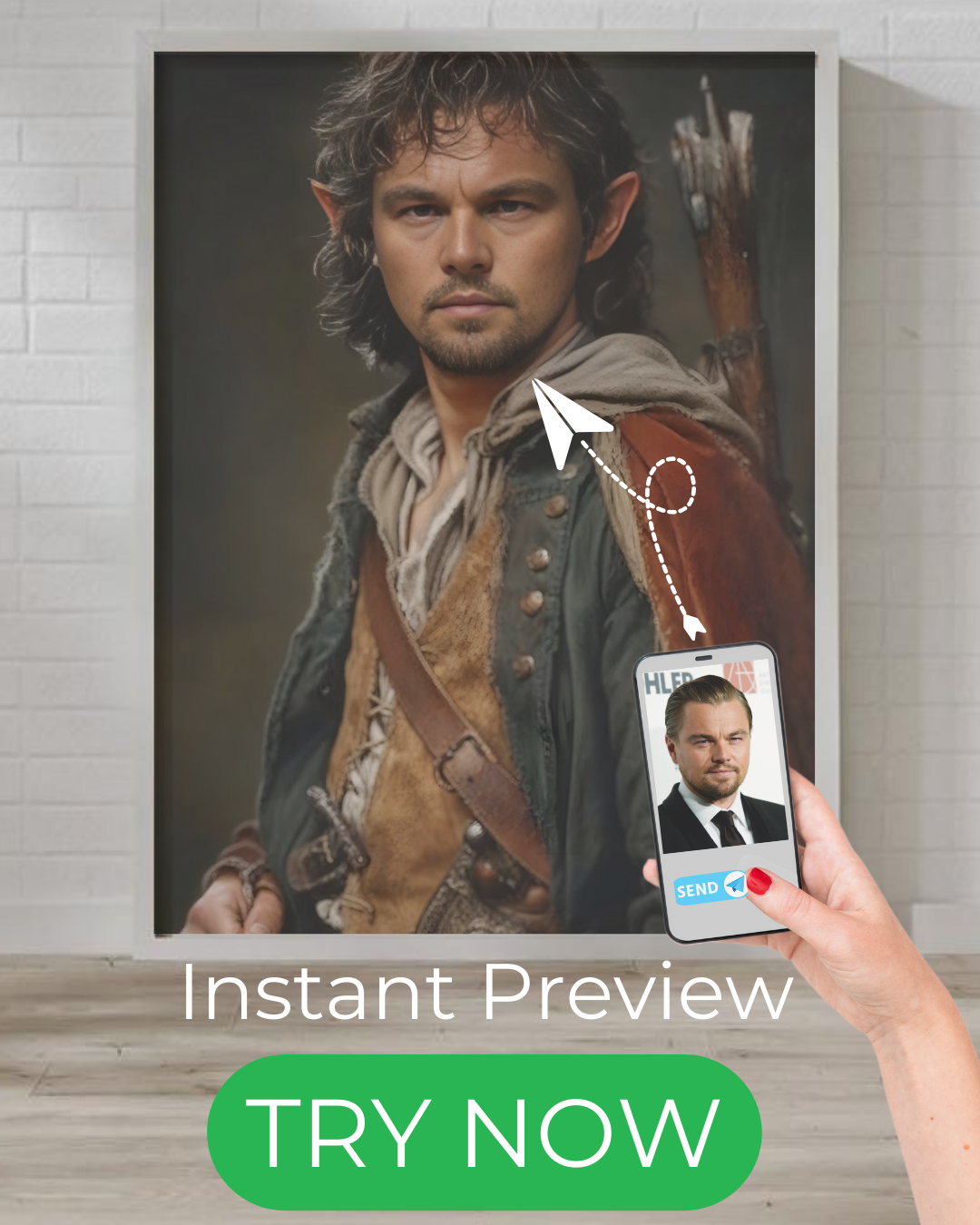 Custom fantasy portrait featuring a Middle-Earth style adventurer, personalized traveler artwork, unique fantasy gift.