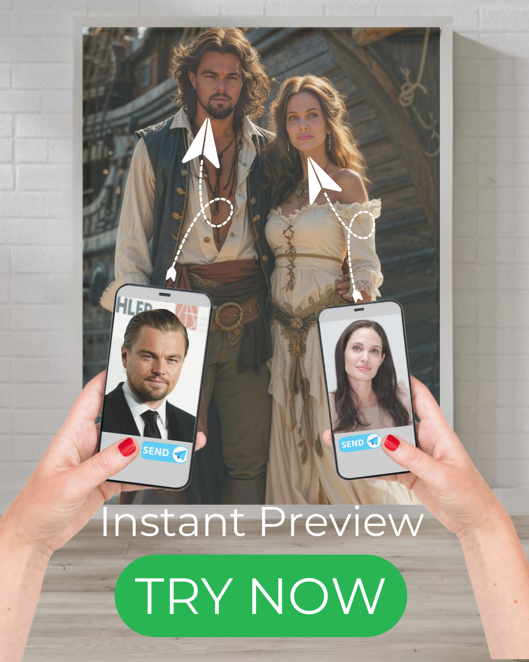 "custom portrait pirate couple romantic ship sea themed artwork"
