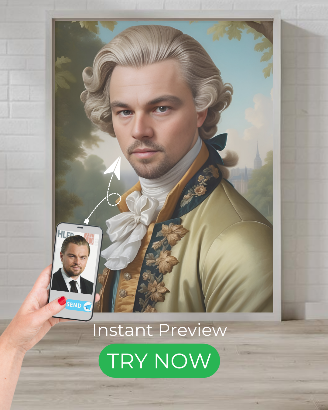 Custom portrait of an elegant gentleman in aristocratic attire, historical fashion, nobleman style, based on your photo.
