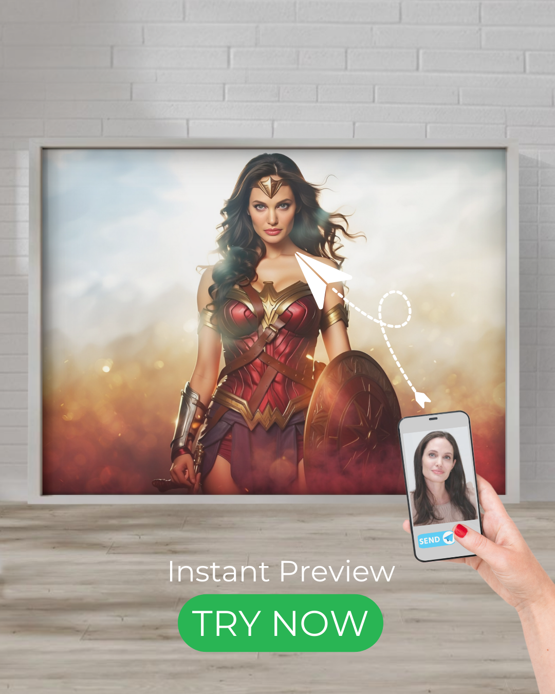 Custom warrior portrait – fantasy artwork featuring a powerful warrior queen, personalized from your photo.