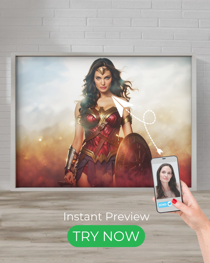 Custom warrior portrait – fantasy artwork featuring a powerful warrior queen, personalized from your photo.