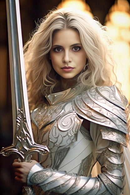 Silver Knight Princess | Custom Portrait with Your Photos