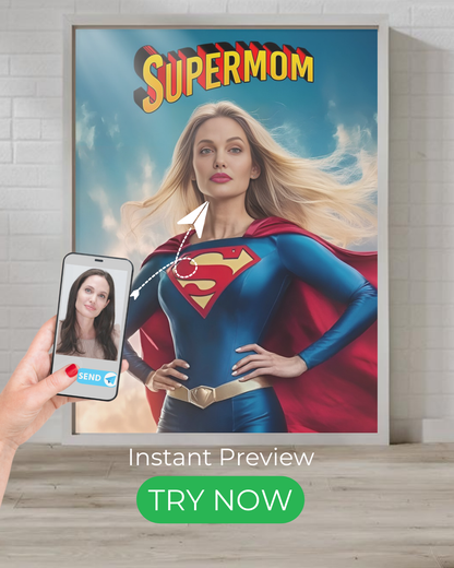Super Mom Portrait | Personalized Gift with Your Photos