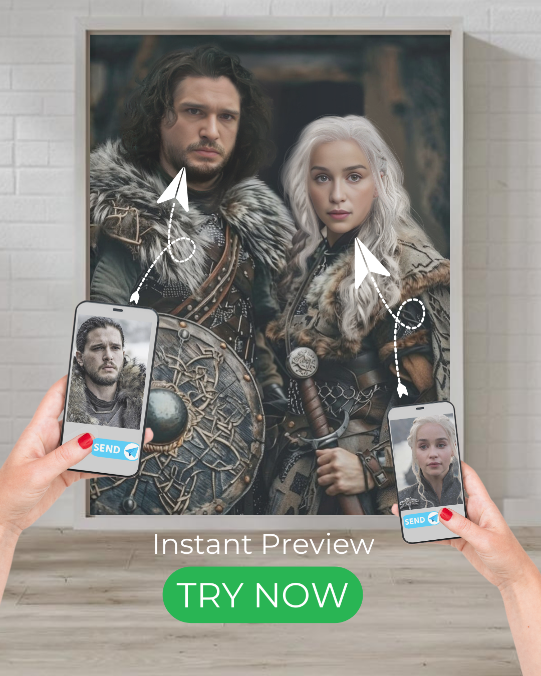 Buy Viking Couple Portrait Gift | Personalized Custom Artwor